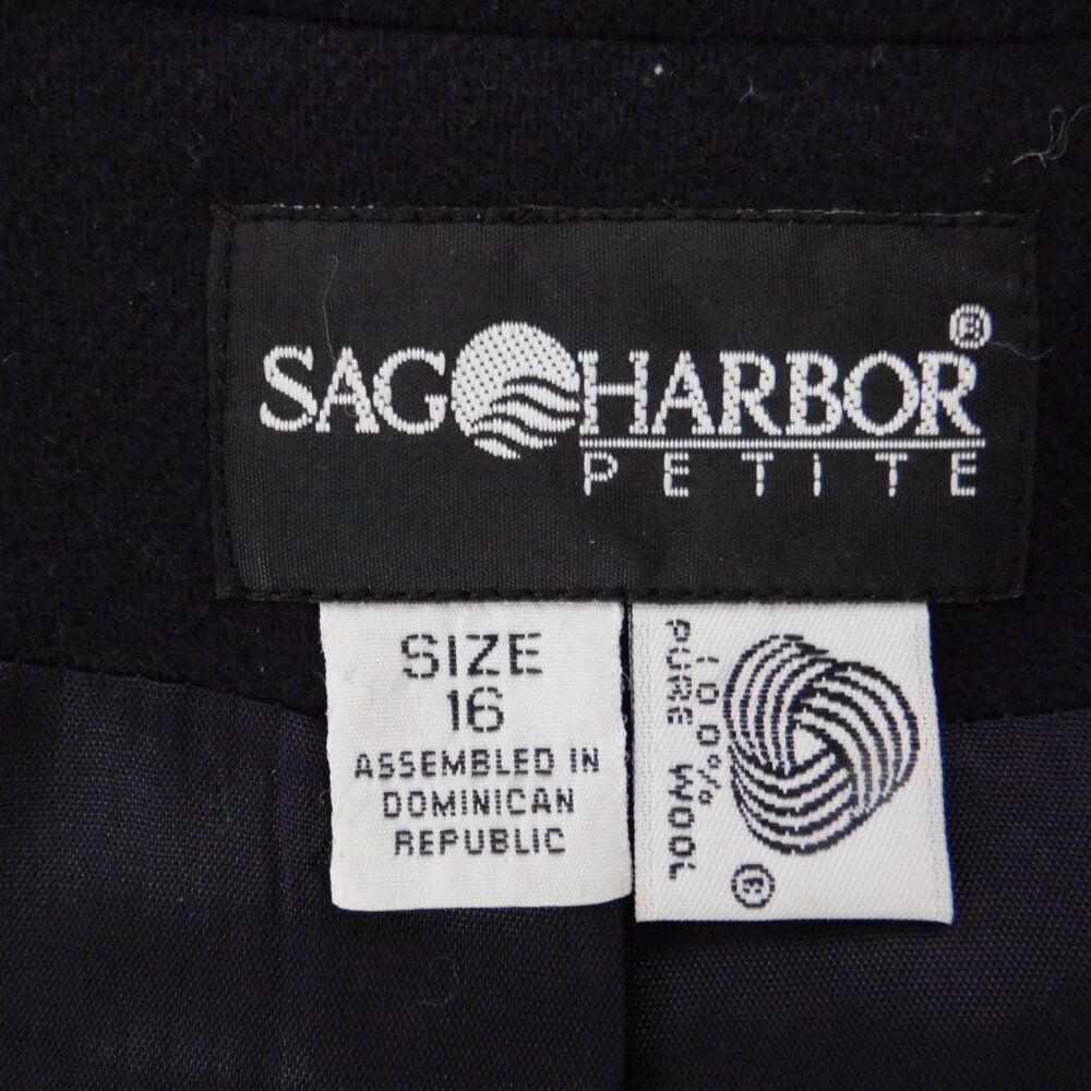 Sag Harbor Two Button Career Blazer Jacket Ladies Petite 16P Navy Lined - Picture 3 of 5